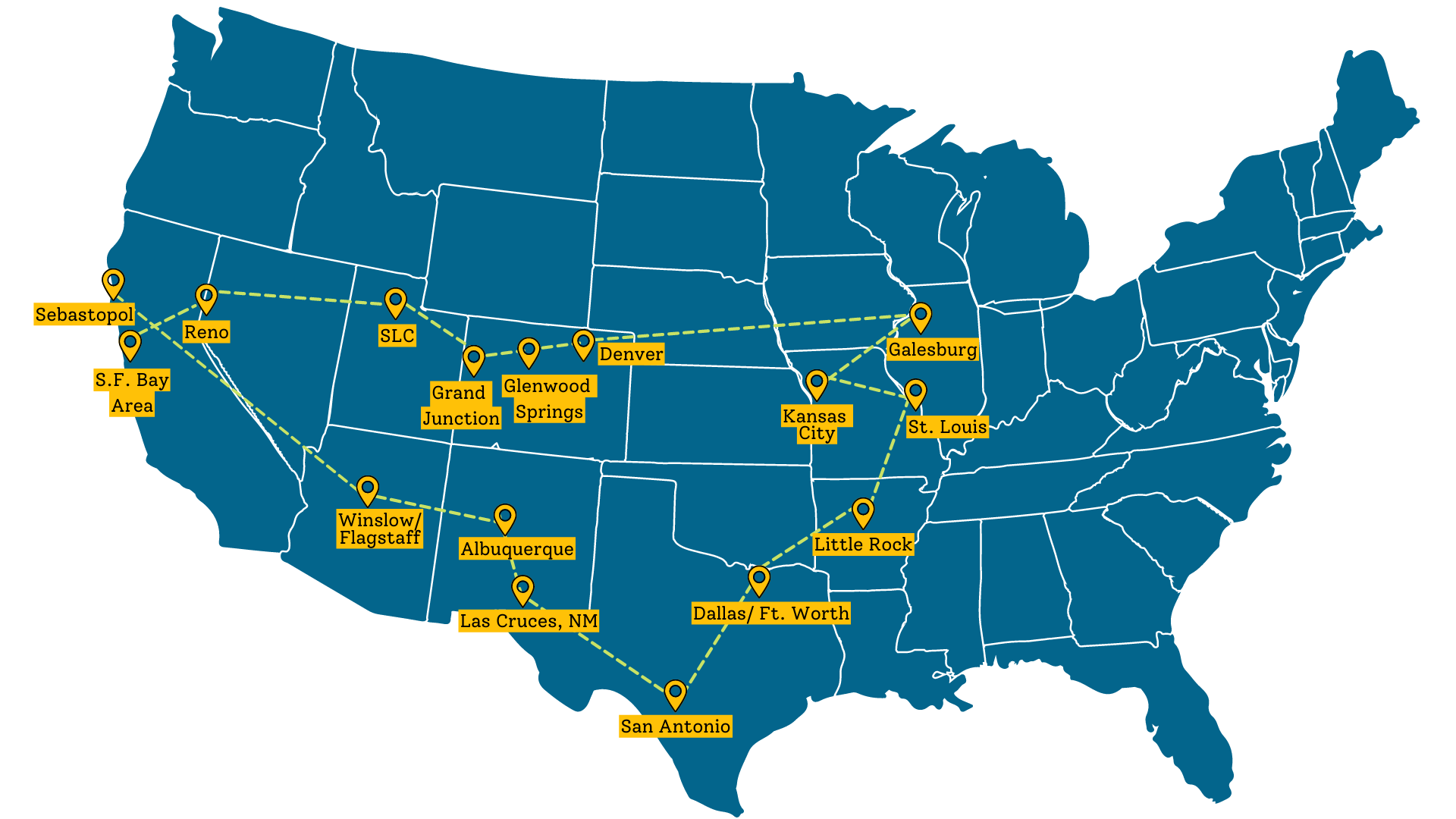 Updated Whistle Stop Book Tour Map